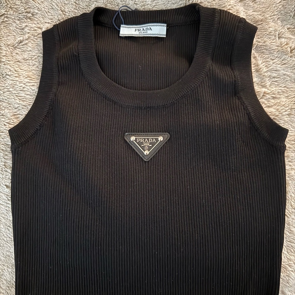 Prada Black Ribbed Tank Top